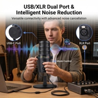 Microphone de jeu dynamique PJT-DMK2152 USB Type-C/XLR avec réduction du bruit pour PC, streaming, enseignement et enregistrement
