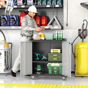 Carrello Portautensili Mobile Moderno Bizoe in Ferro Resistente, Regolabile e Bloccabile, con 4 Ruote Girevoli per Casa, Ufficio e Officina - Product Image 3