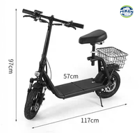 Scooter Eléctrico Todoterreno con Neumáticos, Scooter Eléctrico Plegable para Adultos de 12 Pulgadas con Asiento Confortable