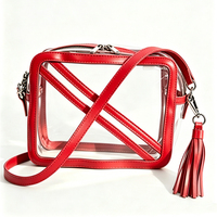 Sac bandoulière transparent en PVC personnalisé pour femme avec garniture en cuir PU, sac à main tendance pour événements, vente en gros
