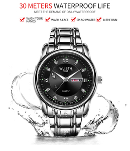 นาฬิกาข้อมือผู้ชาย <span class=keywords><strong>WLISTH</strong></span> S506 แฟชั่นธุรกิจ กันน้ำ แสดงวันที่ สายสแตนเลส สไตล์ลำลอง เรืองแสง ควอตซ์ - Product Image 3