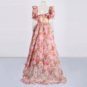 Robe d'été pour femmes, nouvelle collection, col carré, <span class=keywords><strong>jupe</strong></span> à bretelles, imprimé fruits, traîne - Product Image 4