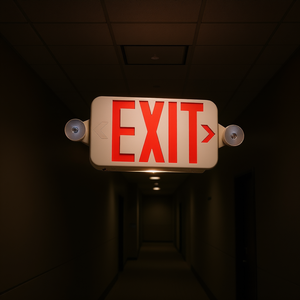 Luz de Emergencia LED con Letras Rojas, 2 Cabezales, Batería de Respaldo, Señal de Seguridad Contra Incendios Comercial, 3 Horas de Duración, Cuerpo de Plástico - Product Image 2