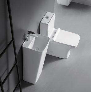ชุดสุขภัณฑ์ชิ้นเดียวแบบเซรามิกทรงสี่เหลี่ยม พร้อมโถสุขภัณฑ์แบบกดสองปุ่ม ถังเก็บน้ำแบบซ่อน ระบบระบายน้ำแบบ S-Trap - Product Image 4