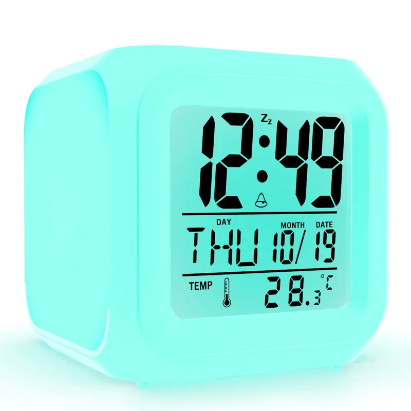 7 색 변경 밤 빛 어린이 책상 시계 아이 알람 시계 작은 Led 디지털 시계