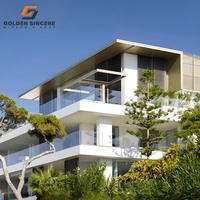 GS Modern Terrace Barandilla de vidrio con marco de aluminio y pasamanos