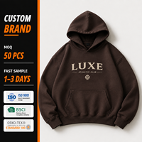 Hoodie Unisexe Homme, Grammage Lourd 260 GSM, Coupe Oversize Ample, Impression Soie, Luxe, Grande Capuche, Uni, pour la Gym et l'Été, Tailles S