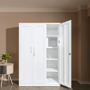 Armadio Moderno a 3 Ante Scorrevoli in Acciaio Personalizzato Semplice per Soggiorno e <span class=keywords><strong>Lavanderia</strong></span> con Funzione Appendiabiti a Prezzo Economico - Product Image 2