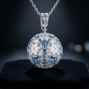 Colgante de bola de diamante hexagonal de 20 quilates cultivado en laboratorio, claridad VS1, oro macizo de 14k, engaste invisible, lujo especial para aficionados al fútbol. - Product Image 3