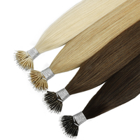 Extensions de cheveux Remy à double trame, cuticules alignées, épaisses de la racine aux pointes, pointes Nano, cheveux russes