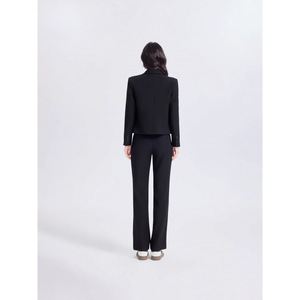 Women's Suit <b>Set</b> Short Sleeve <b>Blazer</b> Pants Office Lady Autumn Commute Worsted Fabric - Product Image 1