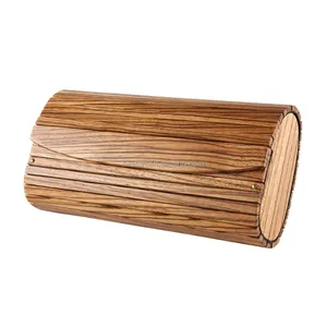 Brand Old Fashion Unique Hand Made Wooden Wallet Hard Solid Zebra Wood Purse Real Natural Stripes Zebrawood Evening Clutch Bag