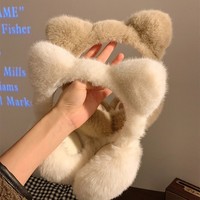 Orejeras de Felpa con Orejas de Gato Clásicas y Lindas para Niñas, Cálidas para Invierno, con Estampado Digital, Anticongelantes, para Mantener las Orejas Calientes al Montar
