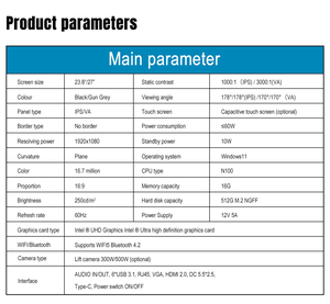 شاشة مكتبية الكل في واحد مقاس 23.8 بوصة إلى 27 بوصة، منحنية بدقة 2K-4K، معدل تحديث 165/240 هرتز، تقنية IPS بدون حواف، قابلة للرفع، مع كاميرا عالية الدقة للاستخدام المكتبي - Product Image 4