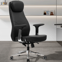 Chaise de bureau de direction en cuir silicone sans solvant de luxe, ergonomique, à dossier haut et pivotante