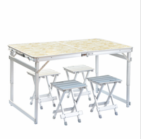 Table de camping pliable en aluminium pour l'extérieur, cadre portable, pliable, meubles de jardin, pique-nique avec 4 chaises