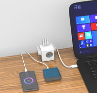 Multiprise Cube avec chargeur 16A et induction sans fil Multiple 3 fonctions de charge Prise murale Interrupteur de charge USB
