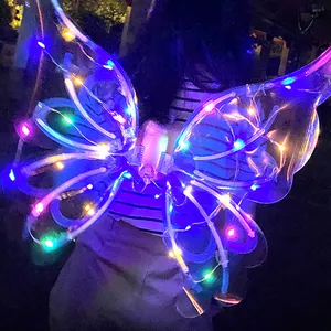 Yeni tasarım noel prenses Light Up kelebek kanatları peri elektrik Led kelebek kanatları