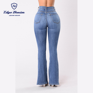Pantalones vaqueros rectos vaqueros de talle alto para <span class=keywords><strong>mujer</strong></span>, pantalones vaqueros de pierna ancha, venta al por mayor - Product Image 3