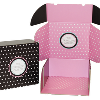Boîte cadeau avion en carton ondulé biodégradable et recyclable, avec embossage numérique, couleurs personnalisées, formes géométriques et fermeture à rabat
