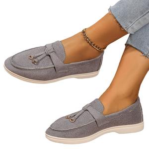 Mocassini Casual da <span class=keywords><strong>Donna</strong></span> Taglia Grande, Nuova Collezione Primavera Autunno 2024, Stile Europeo Americano, Slip-On Piatti, Tinta Unita, Tendenza Moda, Scarpe in PU - Product Image 5