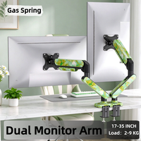 Support de moniteur double à ressort à gaz pour mobilier de bureau, bras en alliage d'aluminium 17-35 pouces, support de montage VESA, personnalisable OEM ODM