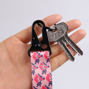 低价定制涤纶印花粉红色短腕带登山扣系带夹钥匙扣 - Product Image 2