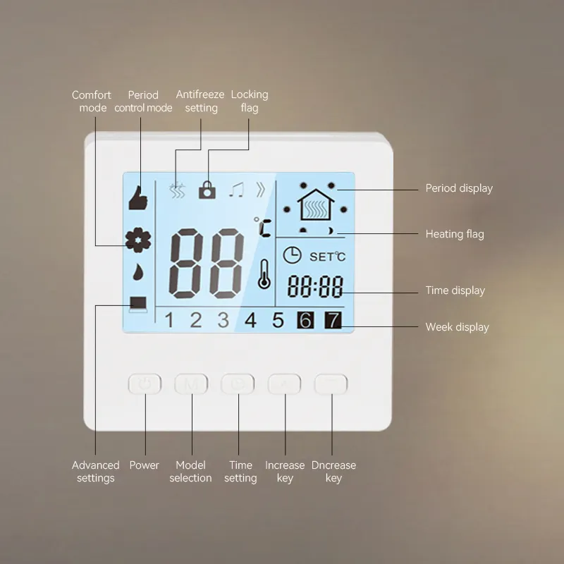 Pengontrol termostat M75 layar sentuh, termostat digital 220v dengan lcd edisi pemrograman