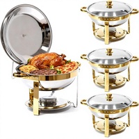 Ensemble de réchauds de buffet en acier inoxydable 304 avec couvercles, bacs à eau, supports pliants et pinces pour la restauration, les banquets et les fêtes