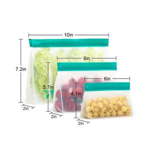 Reusable Food Storage Bags, Extra Thick BPA-FREE PEVA Ziplock Sandwich Bag, Airtight Leakproof Freezer Safe Bags