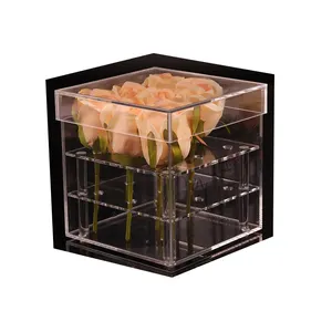 Groothandel Transparante Plastic Bloem Geschenkpakket Clear Acryl Rose Box Met 9 Gaten