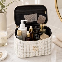 Trousse de Maquillage et Sac Cosmétique de Voyage Matelassé de Luxe à Fermeture Éclair, Capacité Moyenne, pour Femme