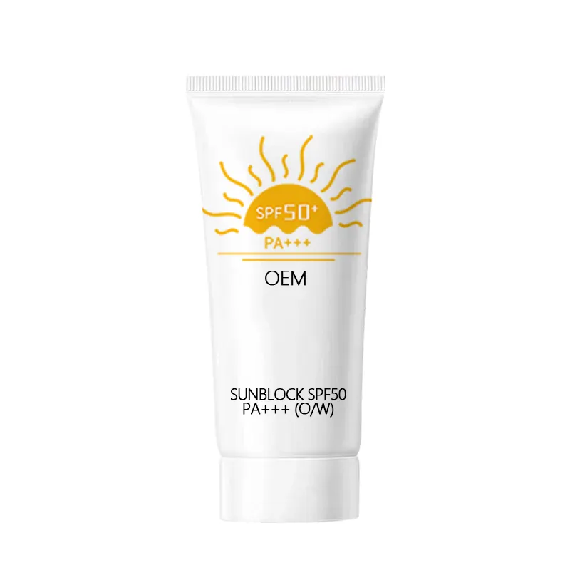 OEM Crème solaire haute efficacité Lotion solaire blanchissante imperméable pour le visage et le corps Crème solaire éclaircissante SPF50