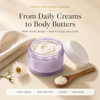 Pot à crème 50g et pot PET à paroi épaisse 100g, conteneur cosmétique éco-givré PCR, couvercle bombé, beauté épurée, pot en plastique pour marque privée