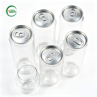 Bouteille de boisson en plastique transparente de qualité alimentaire PET avec couvercle facile à ouvrir en aluminium pour soda, 400 ml, 450 ml, 650 ml