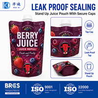 Pochettes personnalisées pour jus de fruits 1000 ml avec bec verseur et bouchon pour emballage de boissons aux fruits