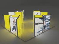Boîte à lumière graphique haut de gamme en tissu, avec cadre en aluminium amovible de longueur personnalisable et base stable, pour exposition automobile