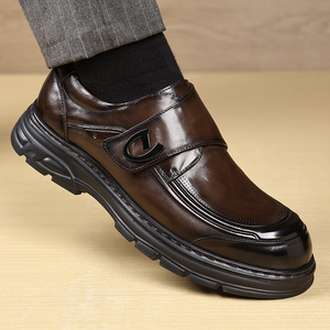 Chaussures habillées de mariage pour hommes en cuir véritable, style Oxford, bout rond, semelle extérieure en caoutchouc amortie - Product Image 2