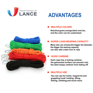 Corda magnetica da pesca colorata di alta qualità da 65 piedi con moschettone - Product Image 6