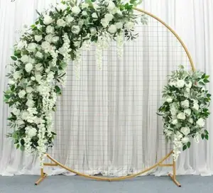 Büyük düğün kemer demir kemer standı yuvarlak çiçek fon çerçevesi düğün dekorasyon için