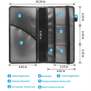 Porte-documents de voiture en cuir PU avec logo, porte-<span class=keywords><strong>carte</strong></span> d'immatriculation et d'assurance, étui pour permis de conduire, documents automobiles en cuir - Product Image 2