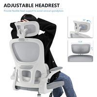 Chaise de bureau moderne en maille avec mécanisme de commande ergonomique et pivotant en tissu avec appui-tête et dossier réglables, nouveau design