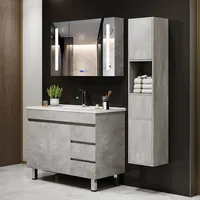 2021 venda quente branco cor do armário do banheiro vanity do banheiro com espelho e bacia cerâmica toda a venda
