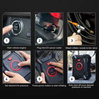Compresseur d'air portable 12V pour voiture, gonfleur de pneus numérique avec lumière LED, matériau ABS, certifié CE, arrêt automatique