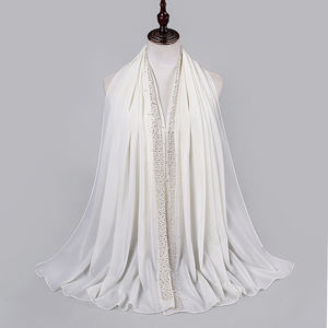 Châle en mousseline de soie de Malaisie Fibres durables délicates personnalisées fantastique perceuse à chaud strass tissu brillant couleur unie Hijab - Product Image 3