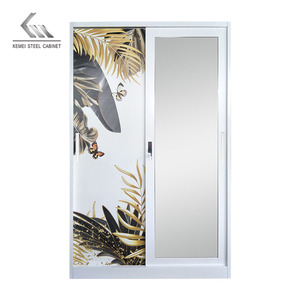 Design personalizzato acciaio Almirah camera da letto <span class=keywords><strong>armadio</strong></span> <span class=keywords><strong>due</strong></span> porte scorrevoli in metallo stampa <span class=keywords><strong>armadio</strong></span> <span class=keywords><strong>armadio</strong></span> - Product Image 2