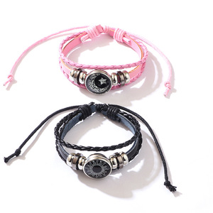 Pulsera de Cuero Vintage Punk con Diseño de Sol <span class=keywords><strong>y</strong></span> Luna, Multicapa, con Cuentas Tejidas <span class=keywords><strong>y</strong></span> Mariposas, Regalo para Parejas, PU - Product Image 5