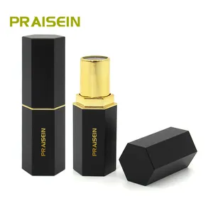 Cosmetische Verpakkingen Lege Mond Rode Buis Leverancier Custom Zeshoekige Zwarte Plastic Lippenstift Container