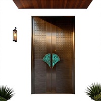 Porte d'entrée de villa à double battant en aluminium moulé de Zhejiang, anti-effraction, pour appartement et maison individuelle, design minimaliste, personnalisable