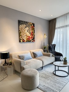 Art mural moderne de luxe en bois 3D fait à la main, nature morte abstraite géométrique, peinture avec cadre vert, décoration murale pour mariage, anniversaire, art déco - Product Image 2